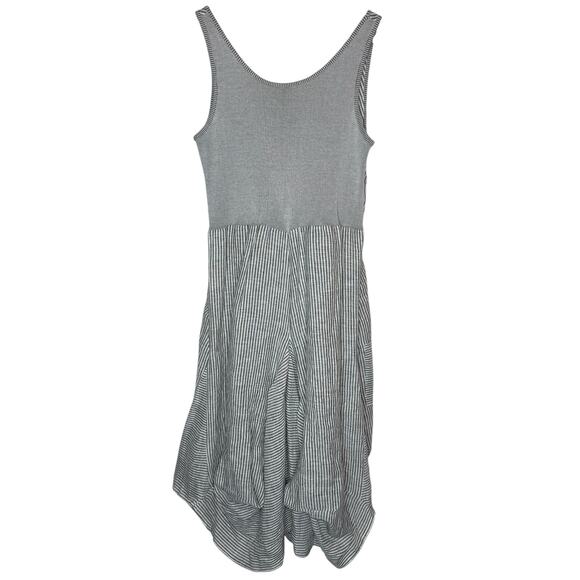 Inizio Italy Magic Linen Sleeveless Midi Dress Gray High Low Pockets size XL - Picture 3 of 7